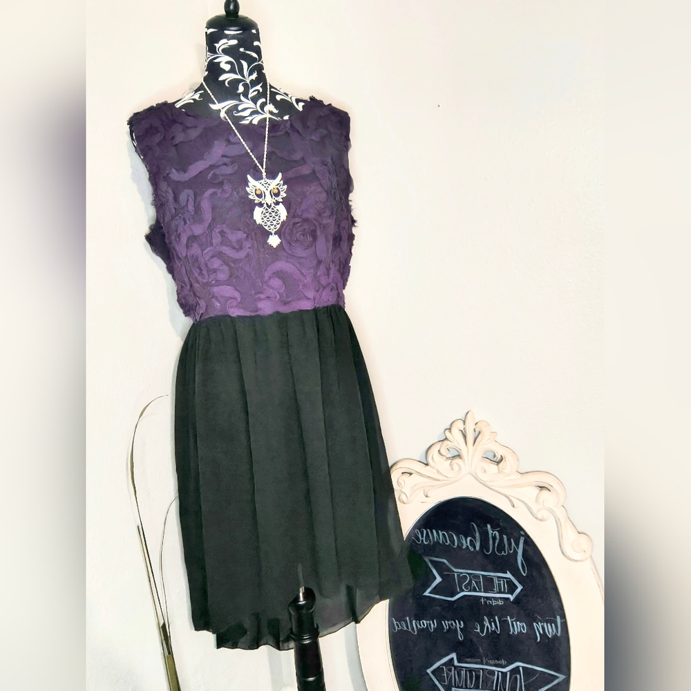 Enfocus Studio Eggplant and Black Dress